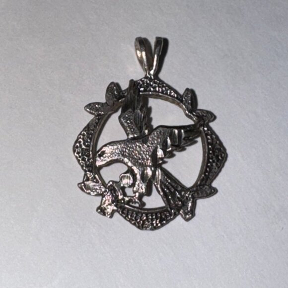 Sterling Silver Eagle Pendant, encircled - Picture 12 of 16